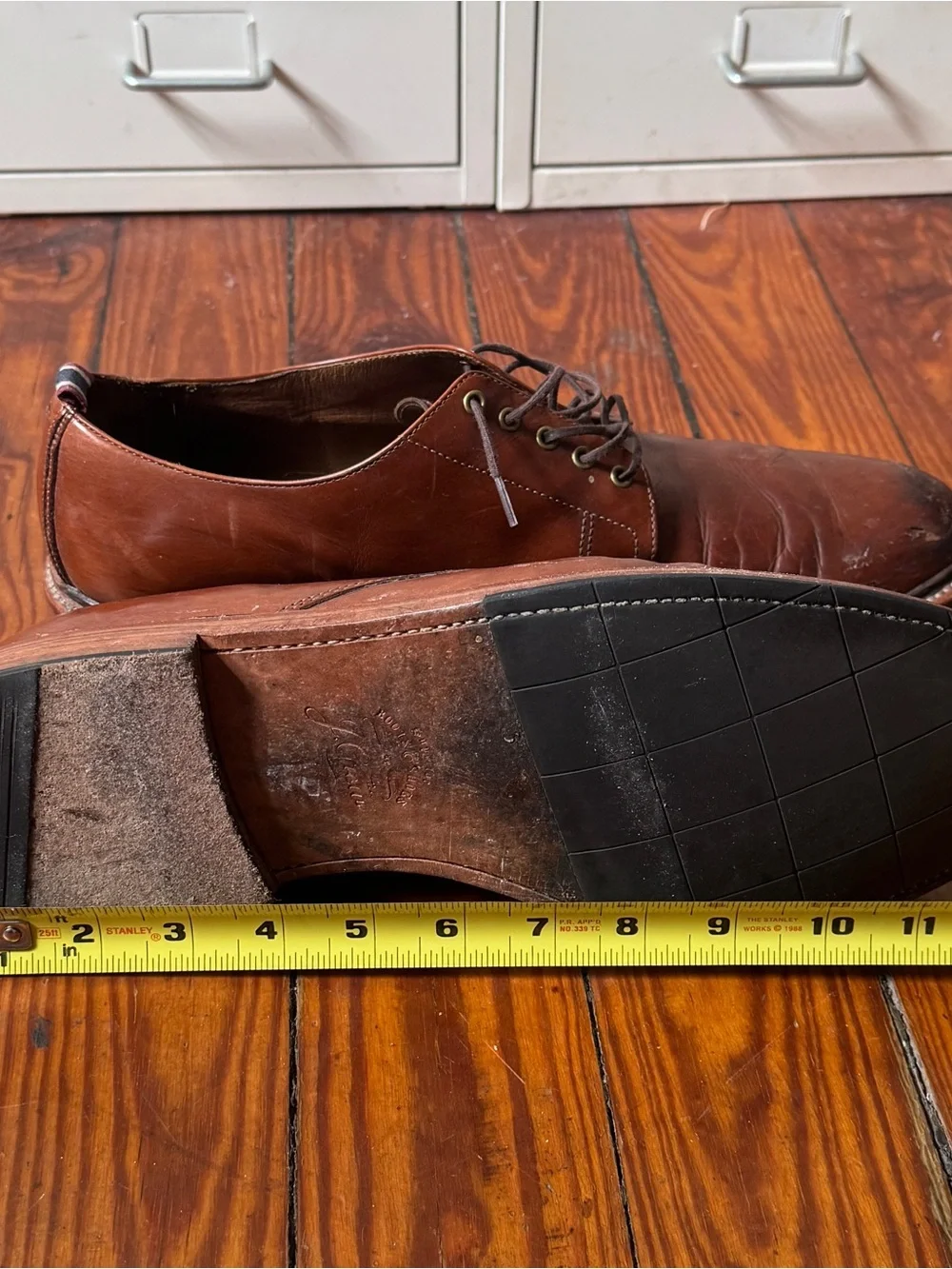 J.Crew Oar Stripe Italian Leather Derby Shoes 11.5 Medium Brown Goodyear Welt